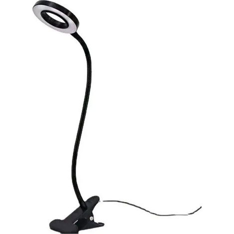 Schwarze 3,5-Zoll-Schreibtischlampe mit Klemme für den Heimgebrauch, Leselampe, einstellbare Helligkeit (3 Stufen), Nachttischlampe zum Anklemmen