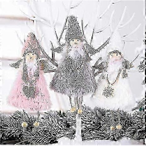 Ensemble de 3 décorations de Noël : pendentif sapin, ange en peluche à suspendre, décorations de Noël pour sapin. (1/5)