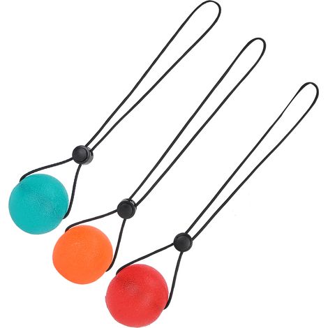 Trois balles de renforcement de la préhension en silicone, balles d'exercice pour les poignets et balles de massage de rééducation pour les personnes âgées (orange 20 degrés, rouge 25 degrés, verte 35 (1/5)