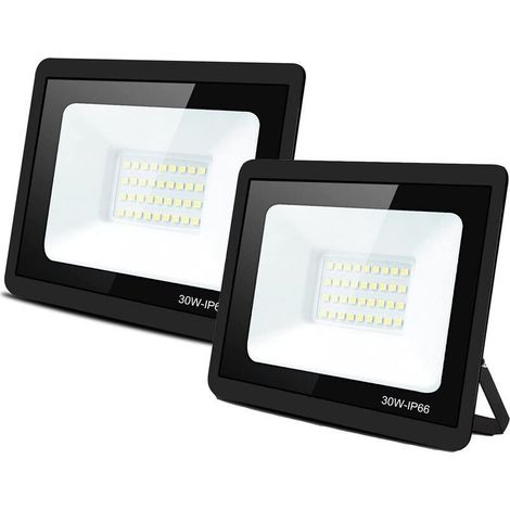 Set mit 2 kaltweißen 30-W-LED-Außenstrahlern, IP66 wasserdichter LED-Fluter für Garten und Außenbeleuchtung (1/5)