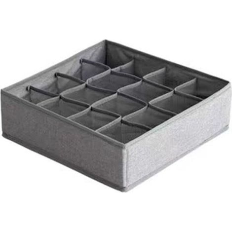 Organiseur de sous-vêtements avec séparateurs de tiroir, organiseur de placard pliable en tissu, boîte de rangement pour vêtements de bébé, sous-vêtements, cravates, chaussettes - Gris foncé (16 compa (1/4)