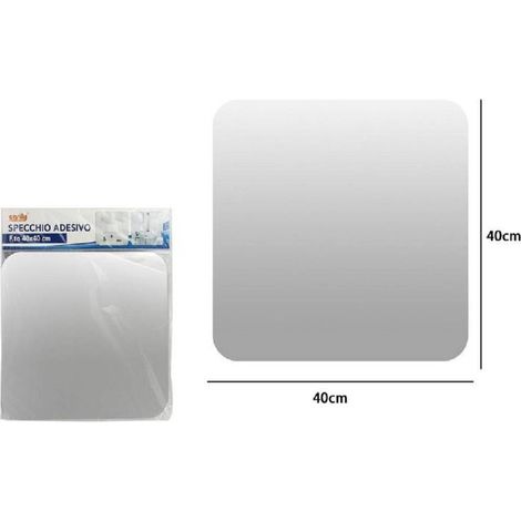 TRADE SHOP - Specchio Adesivo Forma Quadrata Adesiva Murale Arredamento Casa 40 X 40 Cm - (1/2)