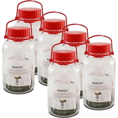 Bocal de conservation - JUANIO - Cylindrique - Couvercle hermétique - Verre transparent - 5 L (lot de 6) (1/4)