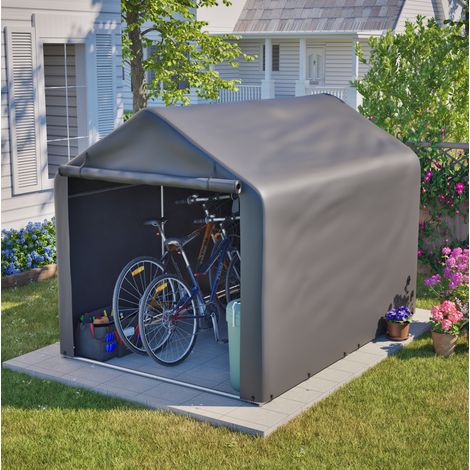Fahrradunterstand 160 x 220 x 165 cm mit Rolltür, wasserdicht, Metall/PE, grau HAVRYA (1/5)