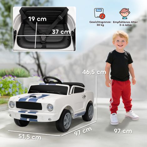 12V ferngesteuertes Auto für Kinder mit 2 Motoren, Hupe, LED-Lichtern und Musik, weiße Farbe (1/5)