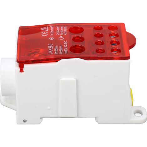 Einpoliger DIN-Schienen-Klemmenkasten, 250 A, 690 V, rot, für elektrische Verteilung (1/5)