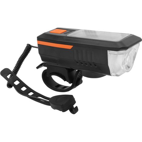 Lampe de vélo solaire rechargeable par USB, lampe frontale pour vélo d'extérieur (orange) (1/5)