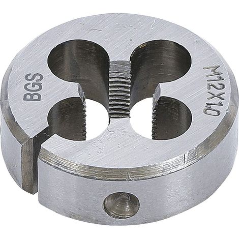 Bgs Technic – Filière M12 x 1.00 – Pas de vis métrique pas standard – Ø extérieur 38.1 mm – Acier GCr15 pour filetages propres
