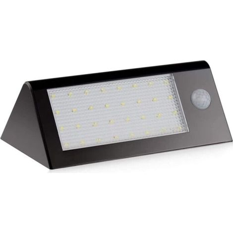Lámpara solar impermeable IP65, súper brillante de 400 lúmenes con 32 LED y detector de movimiento, luz de seguridad para puerta, entrada, caminos, jardín y patios (negro) (1/5)