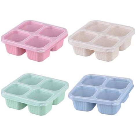 Un set di 4 vassoi a quattro scomparti, perfetti per contenere frutta, snack, dolci e pranzi al sacco, ideali per viaggi e picnic. (1/5)