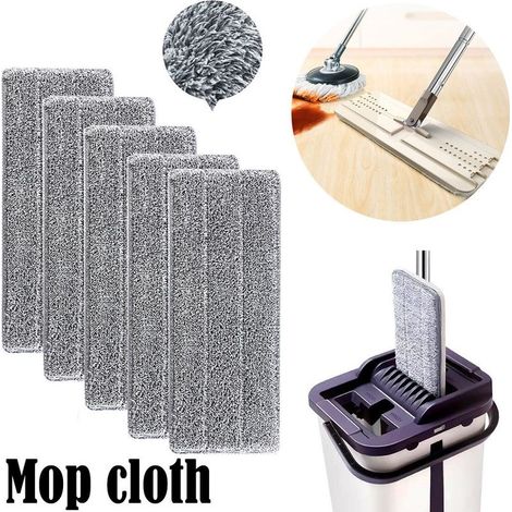 Microfiber mop pads for flat mops – Pack of 5 washable pads 33 x 12 cm, high absorbency, removable cover (1/5)