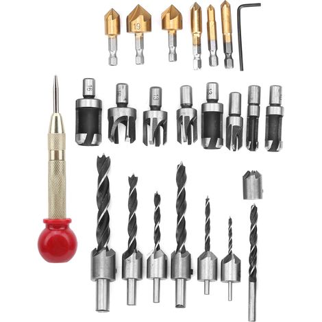 Forets à bois avec fraise à chanfreiner pour perçage et lamage, outils de menuiserie professionnels, fournitures industrielles (1/5)