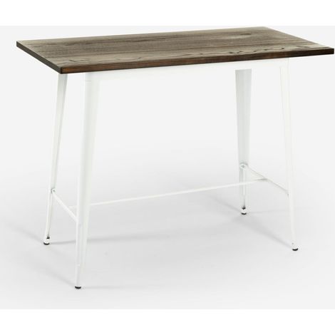 Tavolo alto stile industriale per sgabelli bar cucina 120x60x106 Catal - Bianco (1/4)