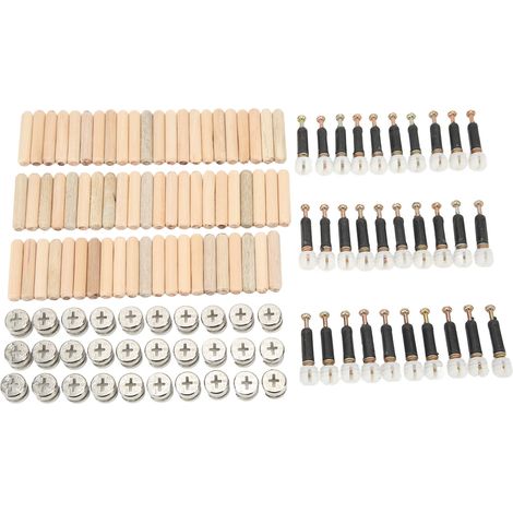 Kit de raccords à came noir 3 en 1 pour assemblage de meubles, avec écrou intégré (1/5)