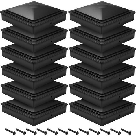 Set mit 12 Kunststoff-Pfostenkappen 6 x 6 cm inklusive Schrauben – 12 Stück (1/5)