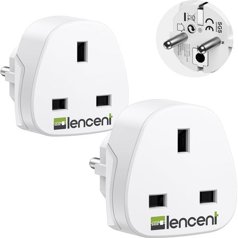Adaptateur Prise UK vers France/Europe, Prise Type G vers Type E Adaptateur pour appareils électriques Britanniques vers la France, Prise Anglaise vers française 2 Pièces (1/5)