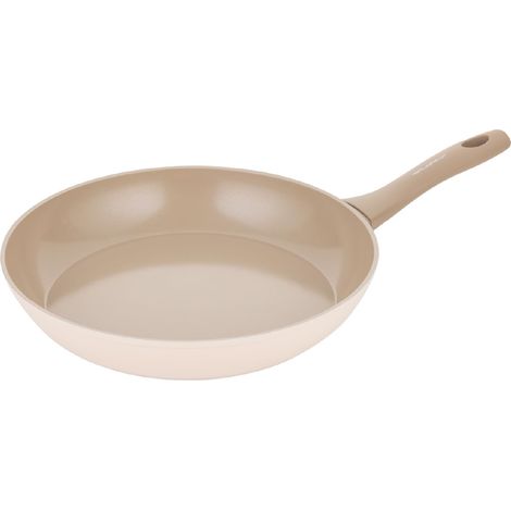 Poêle à frire en aluminium forgé 30 cm Avec revêtement céramique Pour cuisinières à induction, à gaz et électriques Poignée soft touch aspect bois Résistante aux rayures (1/5)