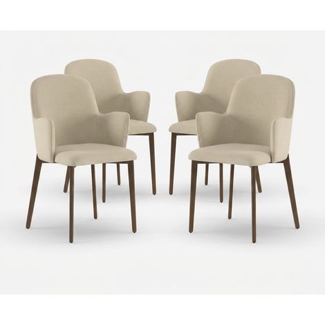 Set 4 sedie imbottite in tessuto easy-clean da pranzo Hug - Beige (1/5)