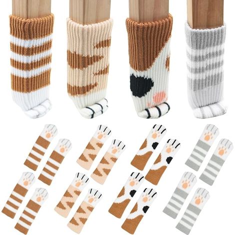 16 Pièces Chaussettes Chaise en Forme Chat Mignon, 11x3.5cm Protecteur Jambe Chaise Pattes Chat, Chaussette de Chaise Pied Fin (1/5)