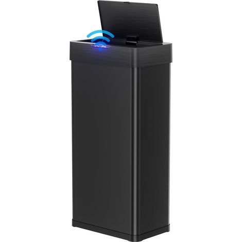 Poubelle de cuisine avec capteur, 60 l, poubelle automatique sans contact, en acier inoxydable, Noir (1/5)