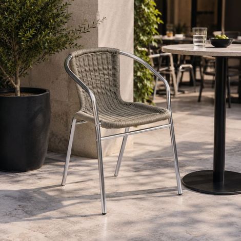 Sedia bar Contract in alluminio e con filo plastificato Paglia (1/4)