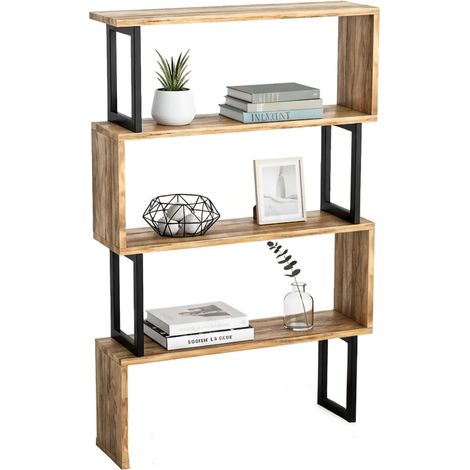 Dmora - Libreria Wezen, Scaffale da ufficio, Mobile portalibri, Biblioteca, 80x22h128 cm, Noce, con imballo rinforzato, con imballo rinforzato