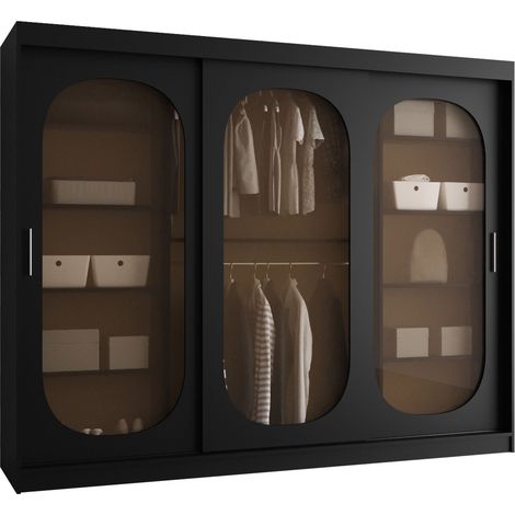 Armario Hartford 522, Negro, 200x250x62cm, Puertas de armario: Correderas, Número de estantes: 0