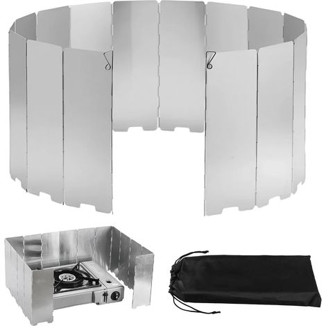 Foldable Aluminium Windscreen, 16 Plates for Camping Stove Windshields  Portable Stove Windshield Windshield Warmer with Storage Bag for Camping Stove Picnic Gas Stove (1/5)