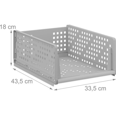 Set de 3 cajas de almacenamiento apilables prácticas para ropa baño 13 x 33,5 x 43,5 cm de plástico blanco 130016313