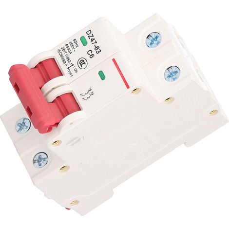 Disjoncteur miniature 2P 6A, fenêtre visuelle ergonomique, protection contre les surcharges, interrupteur modulaire (1/5)