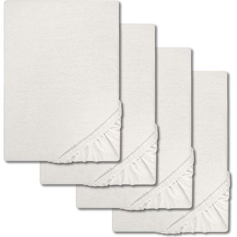 Lot de 4 draps housse 180x200 cm blanc – 100% coton 57 fils – Confort respirant – Lavable en machine