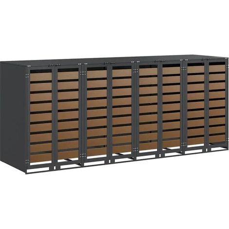 Meuble de rangement à roulettes pour 3 poubelles, couleur anthracite (1/5)