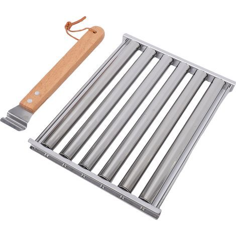 Hot Dog Sausage Holder with Wooden Handle, Stainless Steel, for Barbecue, for Evenly Cooked Dogs, 5 Capacity (1/5)