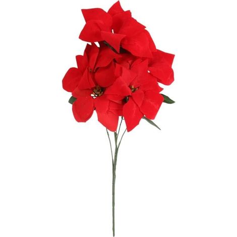 Bouquet di 5 grandi stelle di Natale in velluto, 55 cm, rosse (1/3)