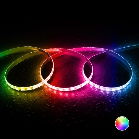 Ledkia – Ruban LED 24V RGBW SMD 5050 5m – 300 LEDs – 12W/m – IP65 pour intérieur et extérieur – Angle de diffusion 120º - 60LED