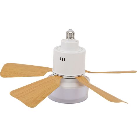 Ventilateur de plafond avec éclairage et télécommande, variateur, petit modèle, 3 couleurs, installation facile, culot E26/E27 à visser, idéal pour chambre, salon, cuisine ou garage. (1/5)