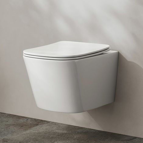 Kronenbach Cube Wand-WC-Set kompakt spülrandlos mit Rotationsspülung und WC-Sitz slim (1/5)