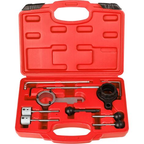 Set di 10 attrezzi per la fasatura del motore, attrezzo per l'allineamento dell'albero a camme, attrezzo per l'allineamento della cinghia di distribuzione per Audi, VW, VAG, Golf, Skoda, Seat 1.6, 2.0 (1/5)