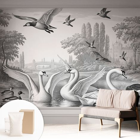 Tapete Vliestapete mit Kleber - abwaschbar - Tapete mit Motiv - trendige Wanddeko - elegant Fototapete Klassische Landschaft 312x219 cm (1/5)