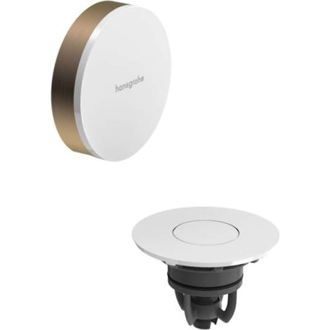 Hansgrohe Flexaplus - Set superiore per scarico e troppopieno per vasca da bagno con troppopieno, Push-Open, bronzo spazzolato/bianco lucido 58187140 (1/2)