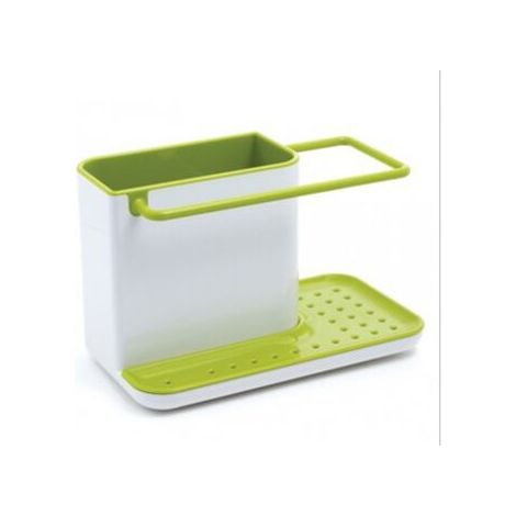 Plastique Caddy - Rangement/organiseur d'évier avec égouttoir intégré, support pour éponge, brosse, liquide vaisselle, et lavette, démontable, taille normale, Green (1/4)
