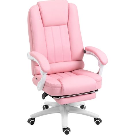 Bürostuhl aus Kunstleder Rosa, Rückenlehne 135° verstellbar, Höhenverstellbar, Fußstütze (1/5)
