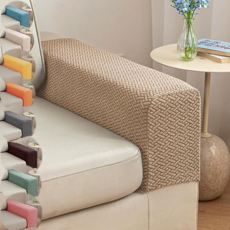 Ensemble de 2 housses d'accoudoirs de fauteuil - Protections d'accoudoirs extensibles avec design antidérapant, tissu polyester lavable en machine pou (1/5)
