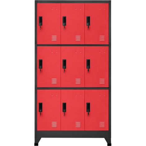 Maison Exclusive - Armadietto con Serratura Antracite e Rosso 90x45x180cm Acciaio