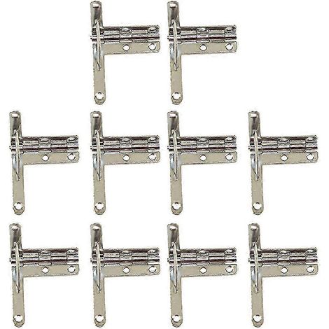 Lot de 10 charnières de support pour couvercle de boîte à bijoux/montres anciennes en bois, quincaillerie pour meubles, nickel blanc (1/5)