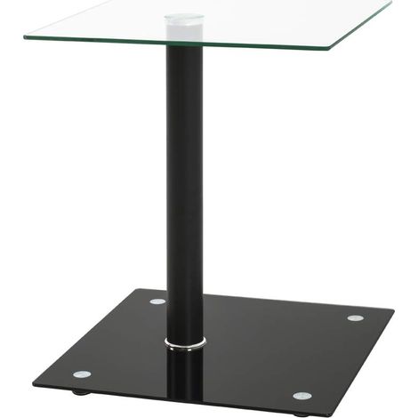 Table d'appoint en métal Noir avec Plateau en Verre trempé de 5 mm - Dimensions : L 40 x H 52 x P 40 cm Style : Moderne (1/4)
