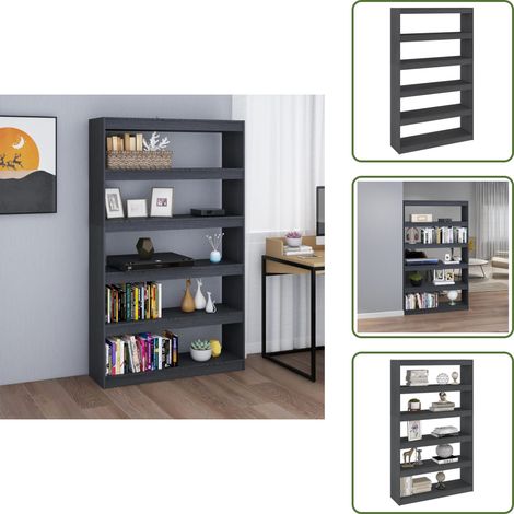 Bibliothèque/Séparateur de pièce Gris 100x30x167,5cm Pin massif - Bibliothèque - Étagère - Meuble De Salon - Mobilier Intérieur - Armoire À Livres (1/5)