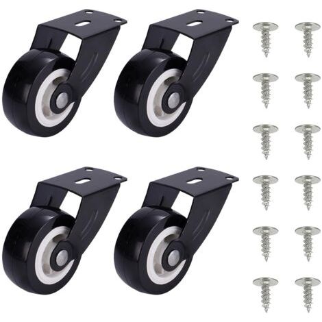 BUNTHAUS Roulettes de portail, 4 pièces roues de porte grande capacité avec vis, roue de support anti affaissement, roulette pour porte de meuble à montage (1/5)