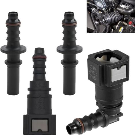 2 Ensemble 7.89mm à 8mm Voiture Carburant Tuyau Rapide Libération Connecteur, Adaptateur de Ligne de Carburant Voiture, Coupleur de Tuyau d’Essence, Raccord Rapide Gasoil, (90 Degrés et Droit)