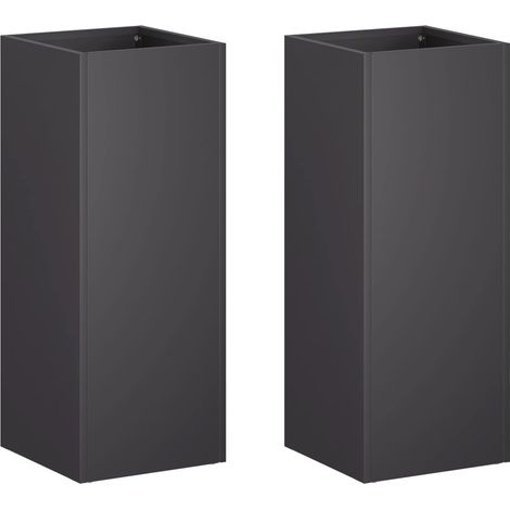 Garden Planter 2 pcs Black 20 x 20 x 40 cm Cold-rolled Steel vidaXL (1/5)